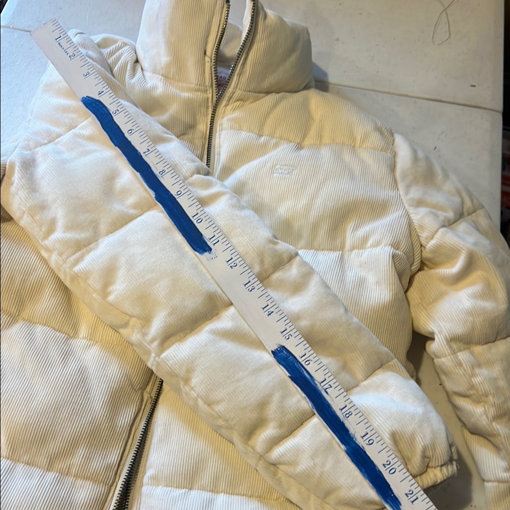 White Puffer Jacket XS Corduroy thickly lined - Picture 5 of 13